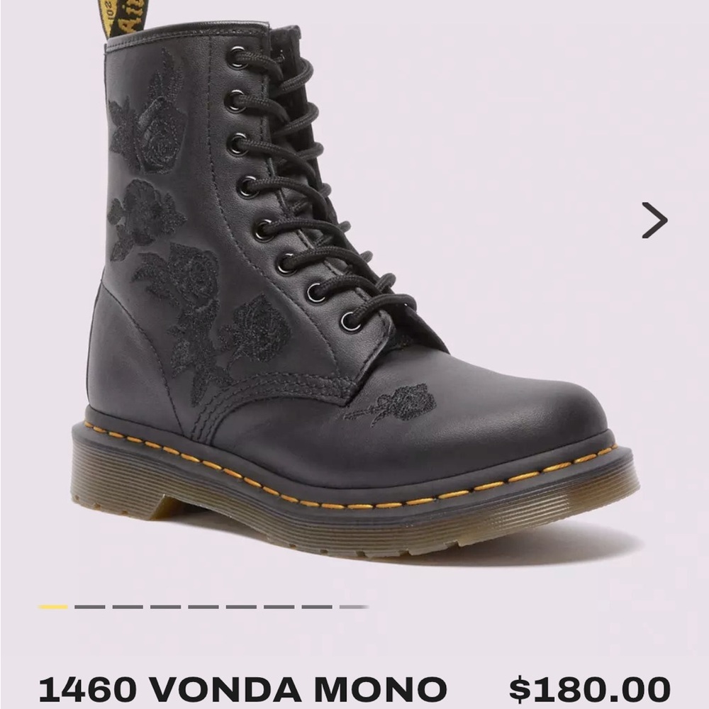 Dr Martens black rose embroidered combat boots
